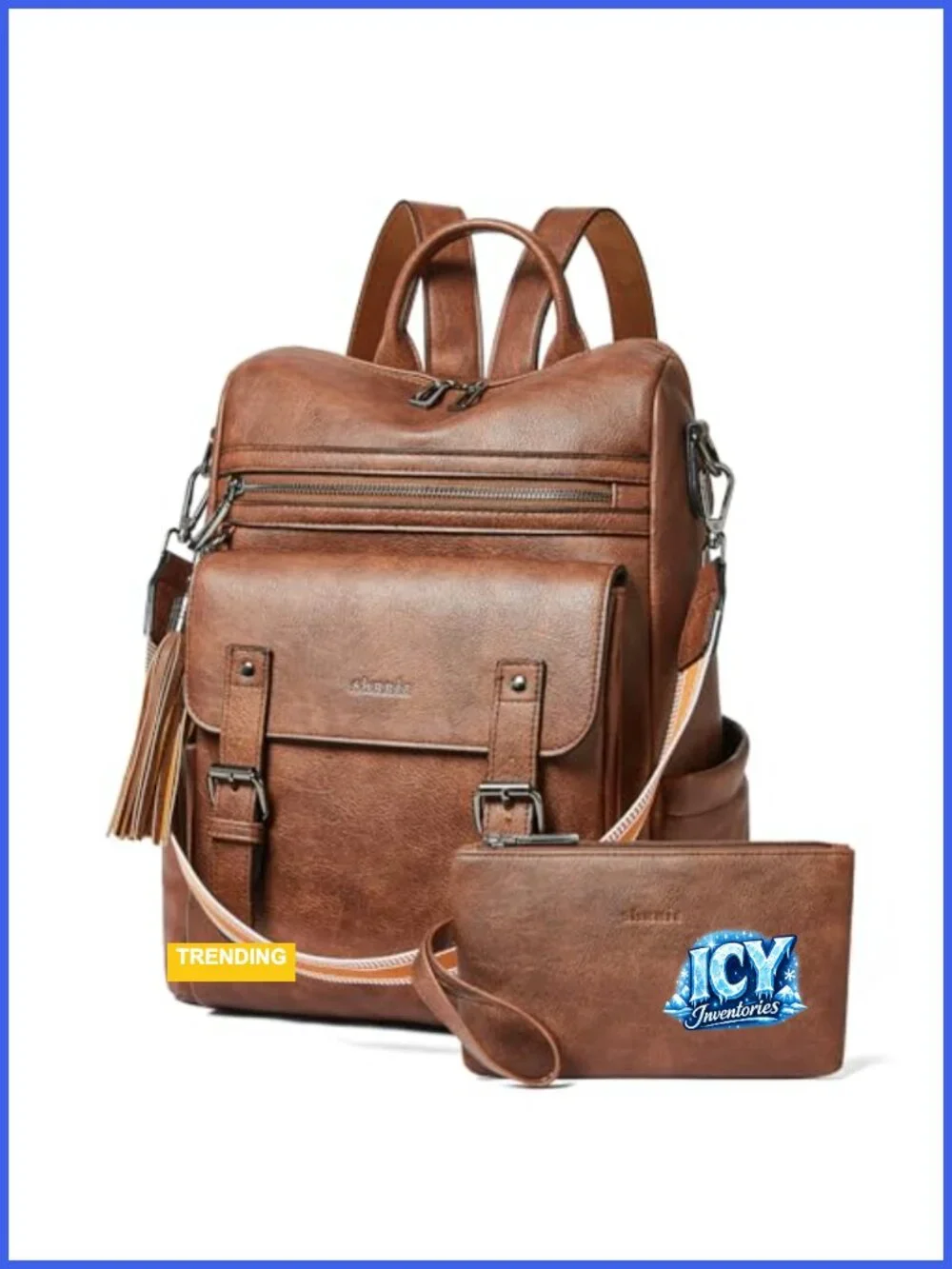 Vegan Leather Convertible Backpack Purse, Laptop Compatible, Water-Resistant